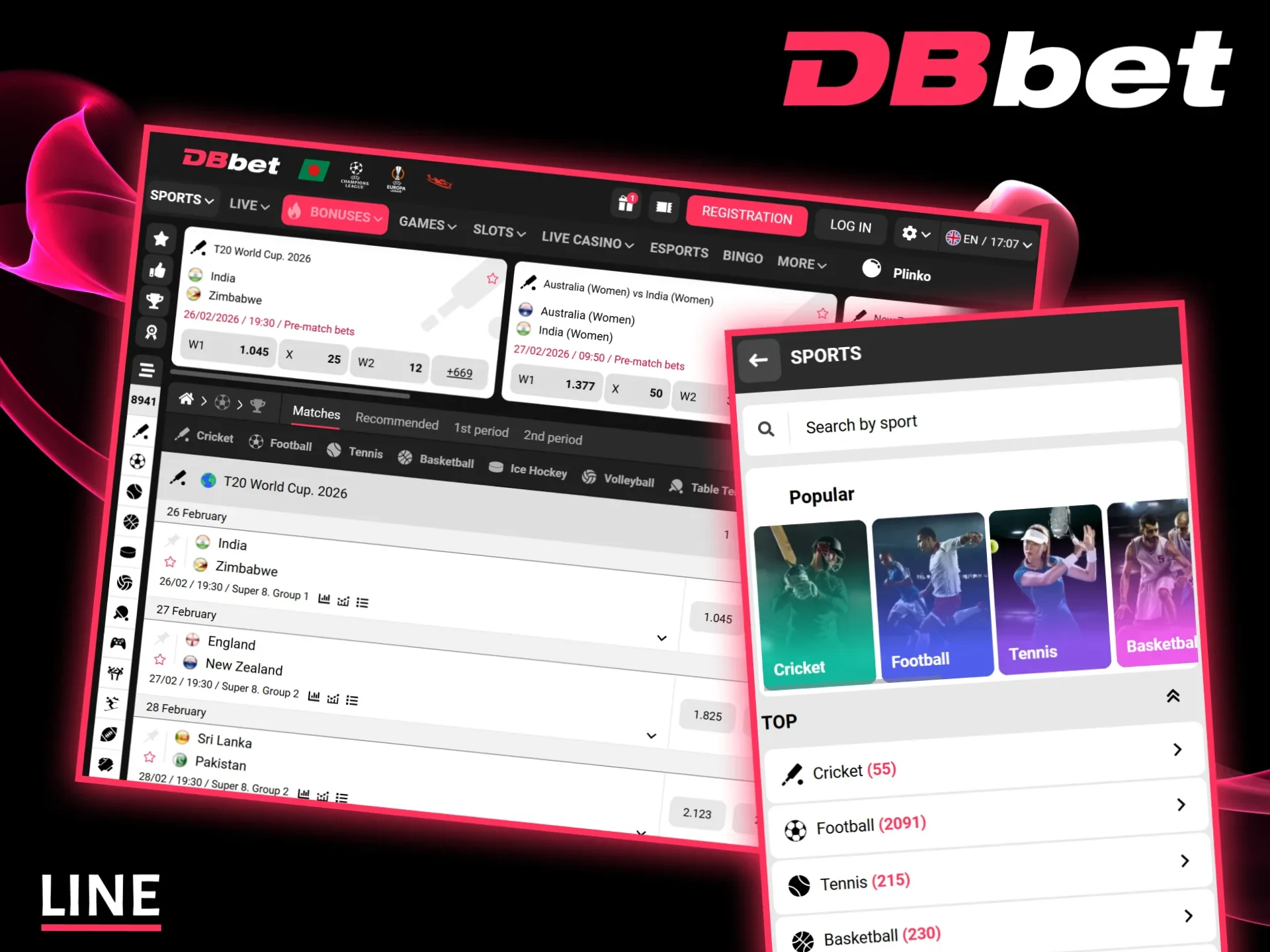 Check out the wide selection of bets on upcoming matches at DBbet.