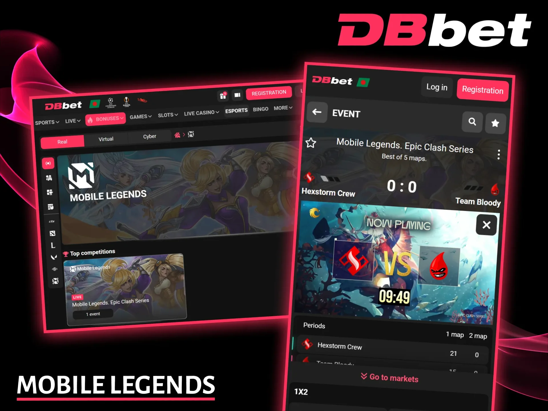Use the DBbet betting platform to bet on professional Mobile Legends tournaments