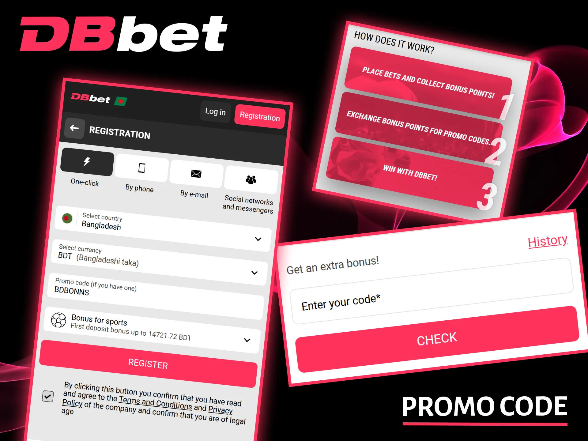 Activate your exclusive promo code on the DBbet website or app to receive special rewards.