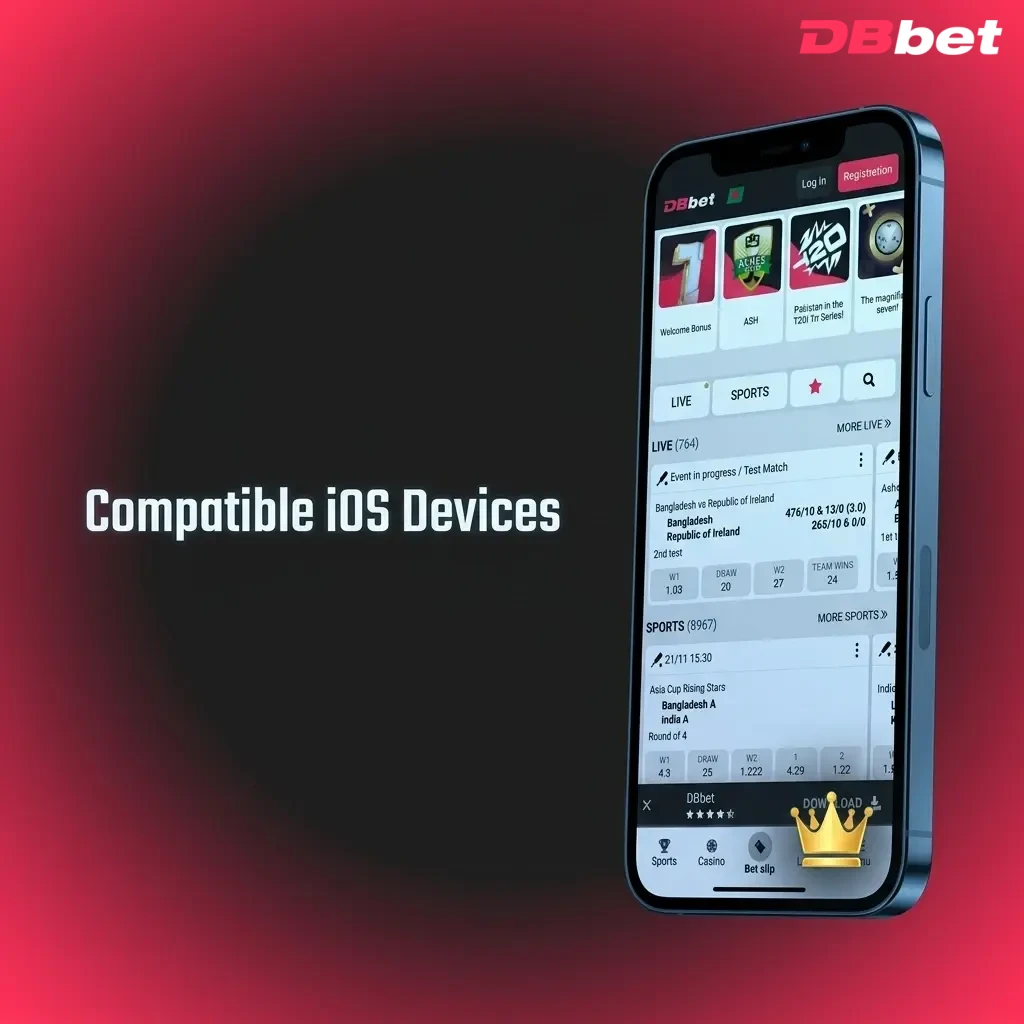 DBBet app compatible iOS devices list showing supported iPhone models from X to iPhone 15 series