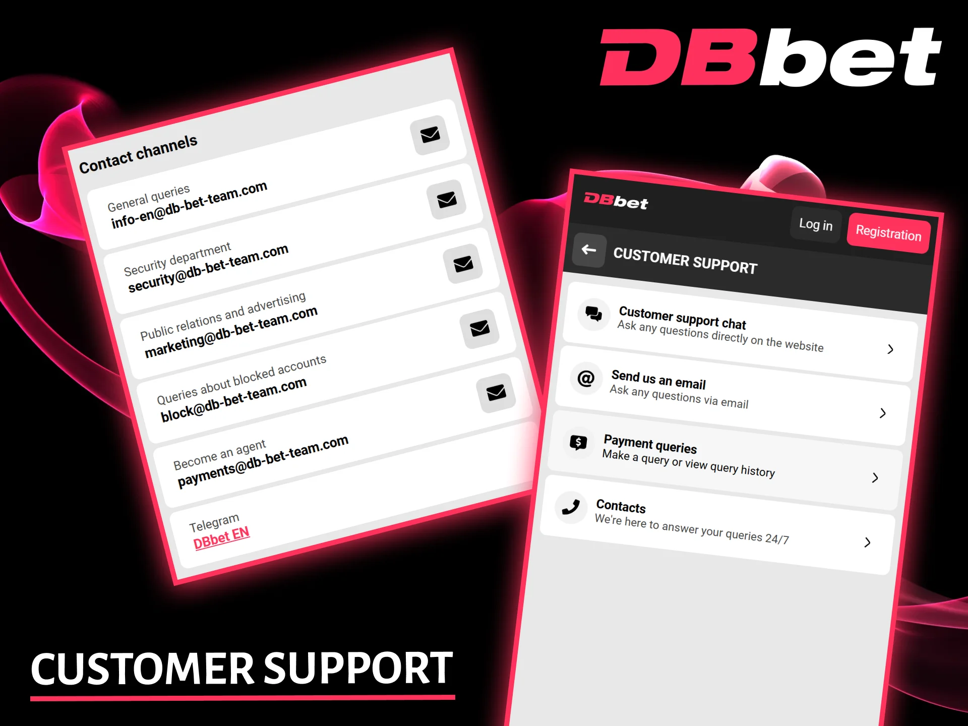 For assistance with depositing funds, please contact DBbet's 24/7 customer support via live chat or email.