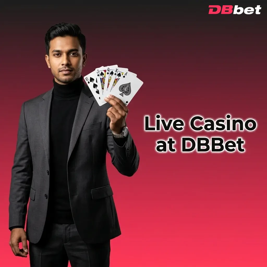 Live casino at DBBet featuring real dealer games including Blackjack, Roulette, Baccarat, Andar Bahar, and Teen Patti