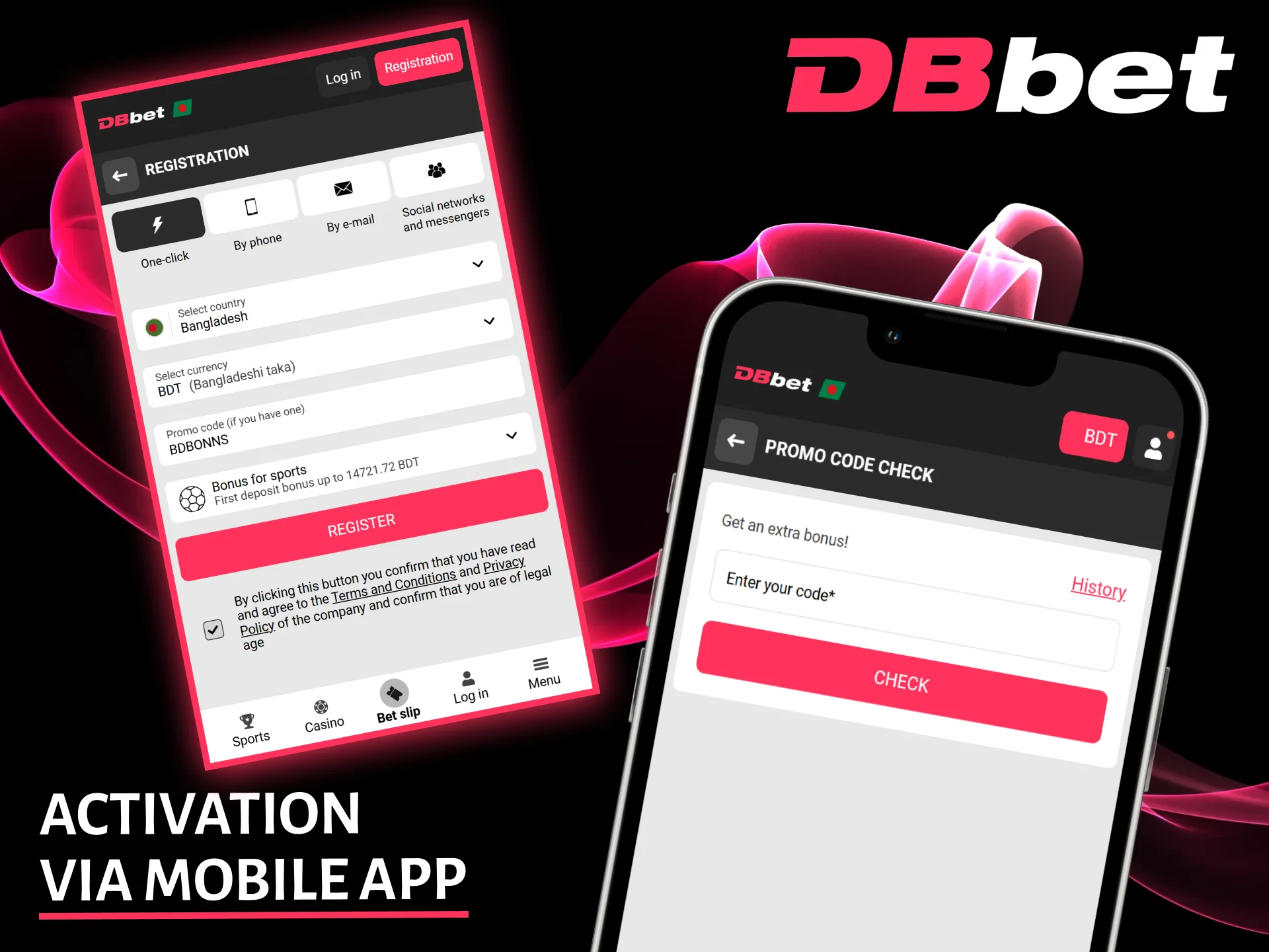 Easily activate your exclusive promo code through the user-friendly interface of the DBbet mobile app.