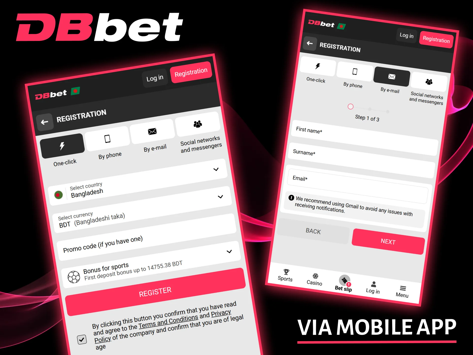 Complete the quick and easy registration process using the official DBbet mobile app.