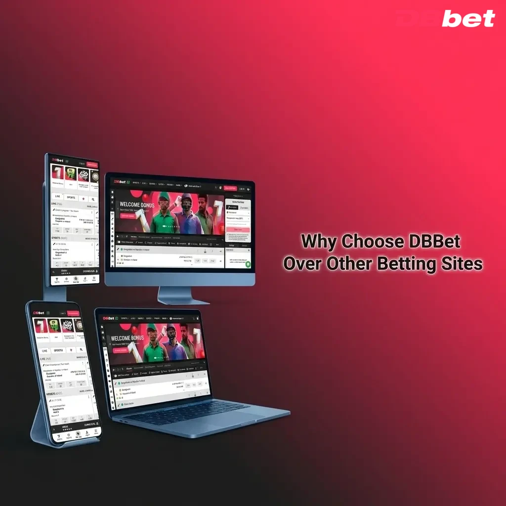 DBBet Bangladesh betting site featuring local payments, 200% welcome bonus, sports betting, and casino on mobile app
